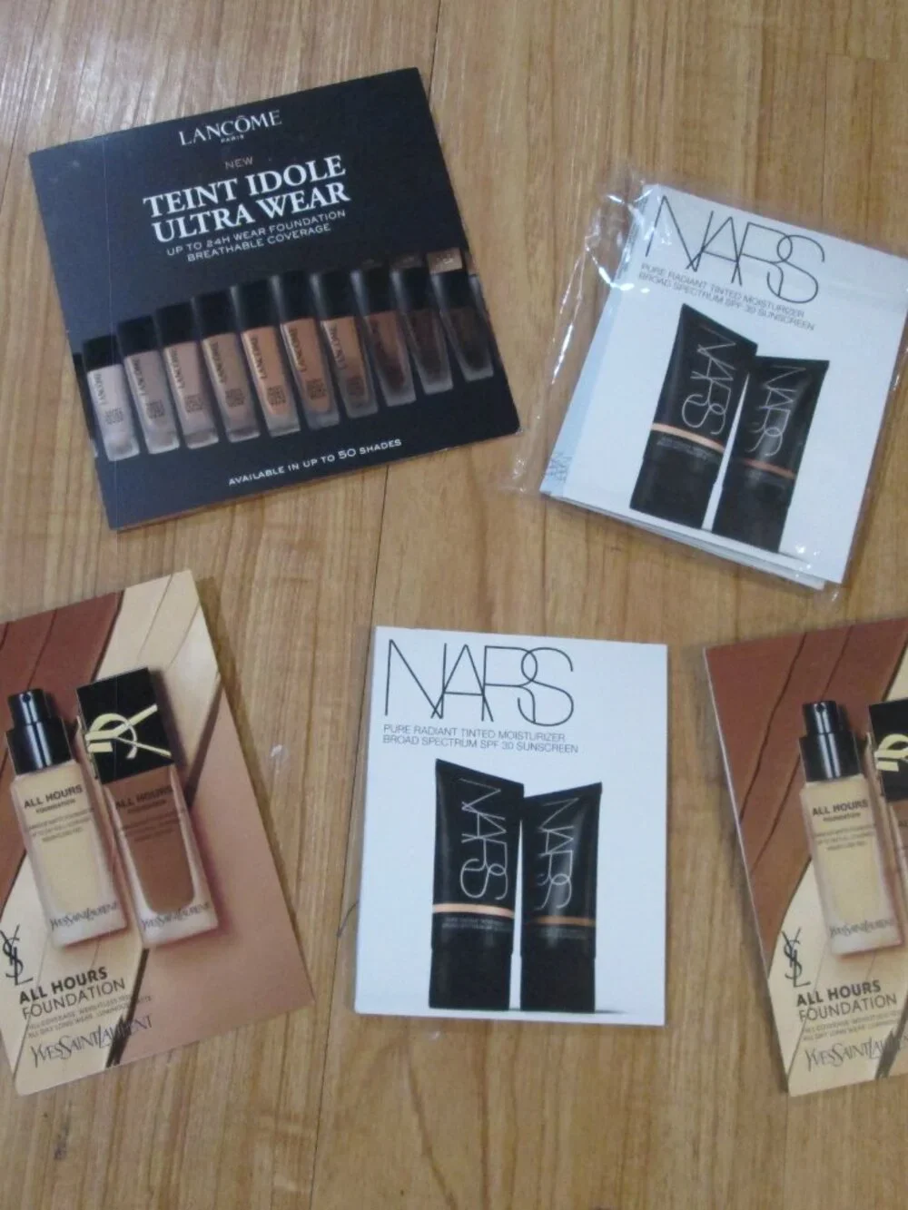 Foundation sample cards x 6 bundle Nars,Lancome, YSL over